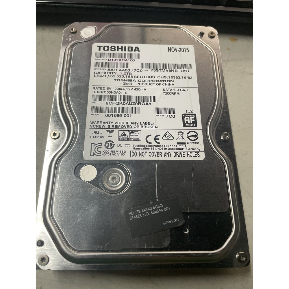 Toshiba 1000GB Internal 7200RPM 3.5" (DT01ACA100) HDD 684594-001 HP